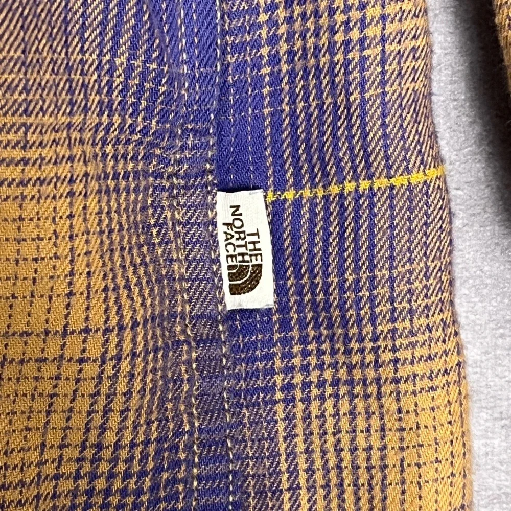 The‎ North Face Plaid Button Up Mens XL Purple Tan Excellent Long Sleeve Pockets